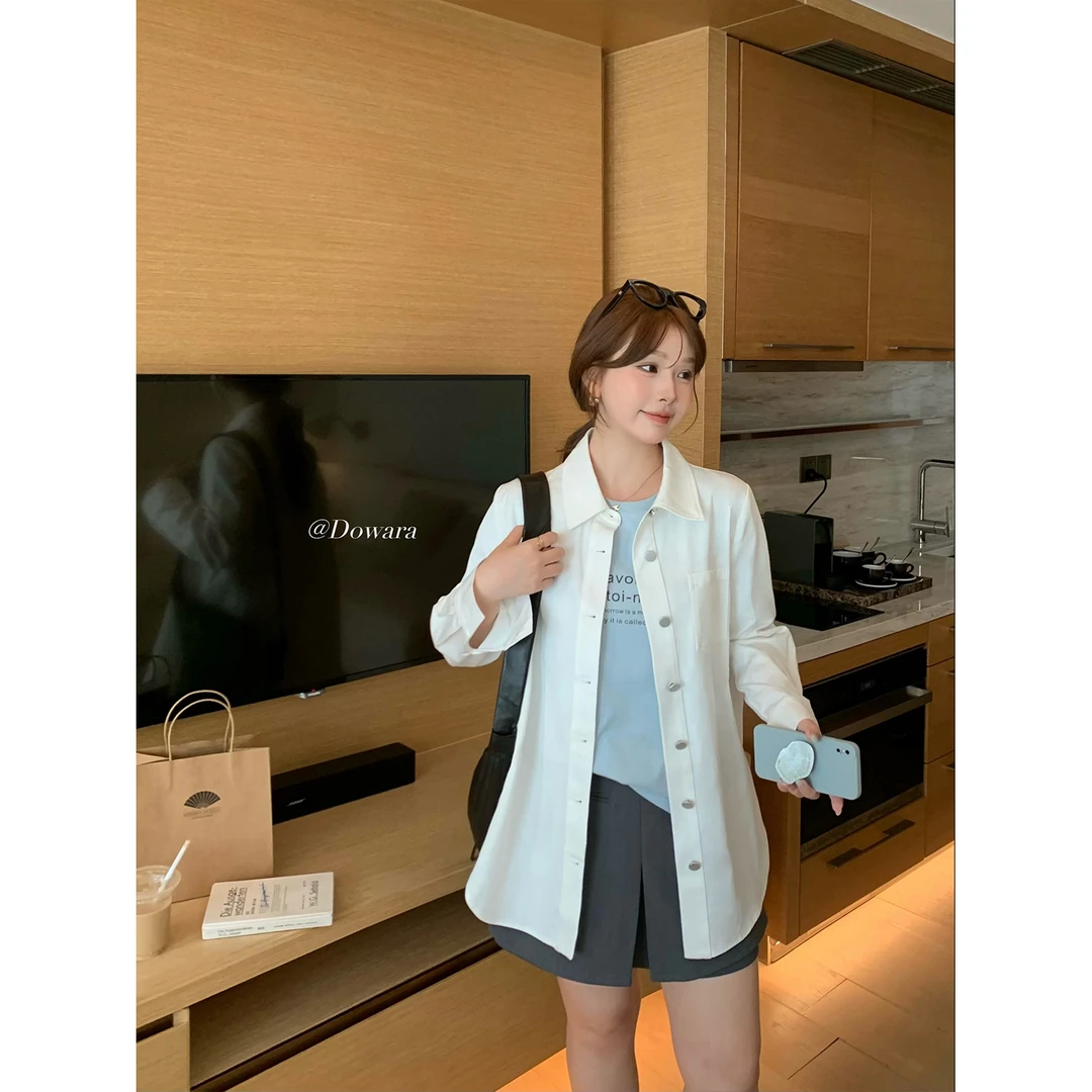 现货大婉酱微胖定制法式轻熟刺绣衬衫春季长袖垂感显瘦上衣 6644D