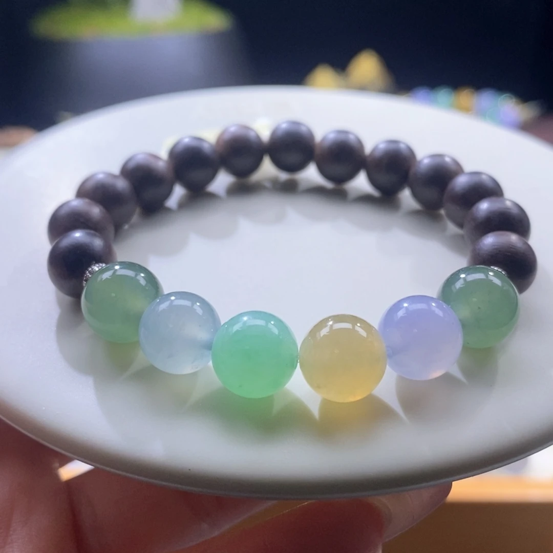 翡翠未镶嵌颈饰翡翠糖果色系手串