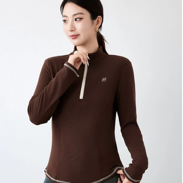 2556 秋季冬季修身女士运动长袖高弹立领卫衣长袖T打底衫上衣