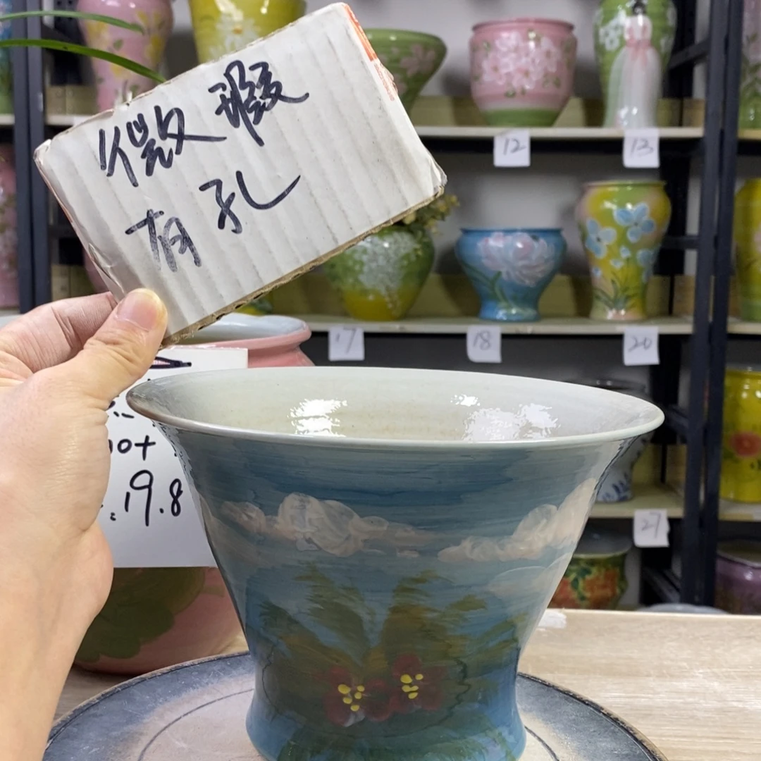 景德镇手工手绘陶瓷花盆