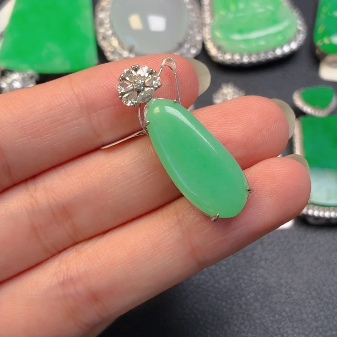 翡翠银S925镶嵌吊坠(不含链)