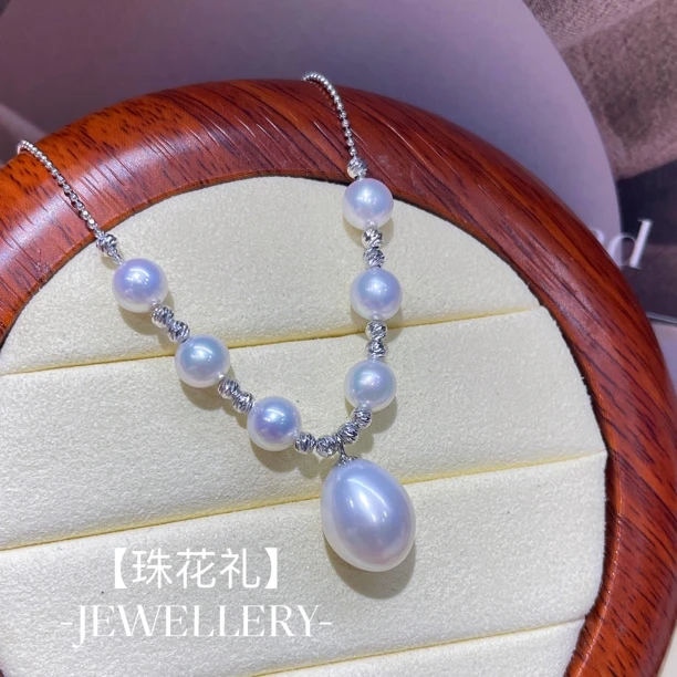 坠链均925银 【珠花礼】水滴微笑项链纯银吊坠可拆卸