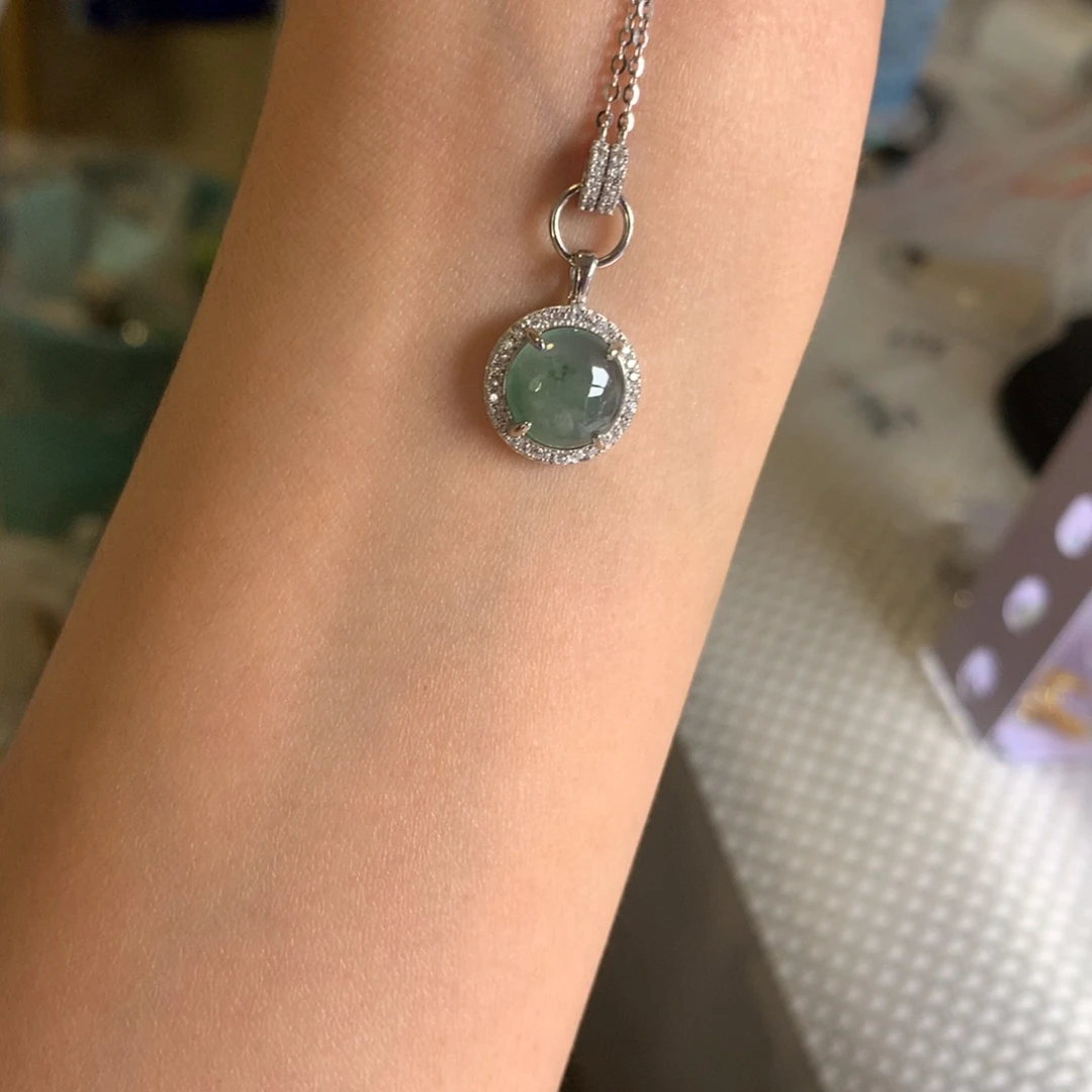 翡翠银S925镶嵌戒指项链