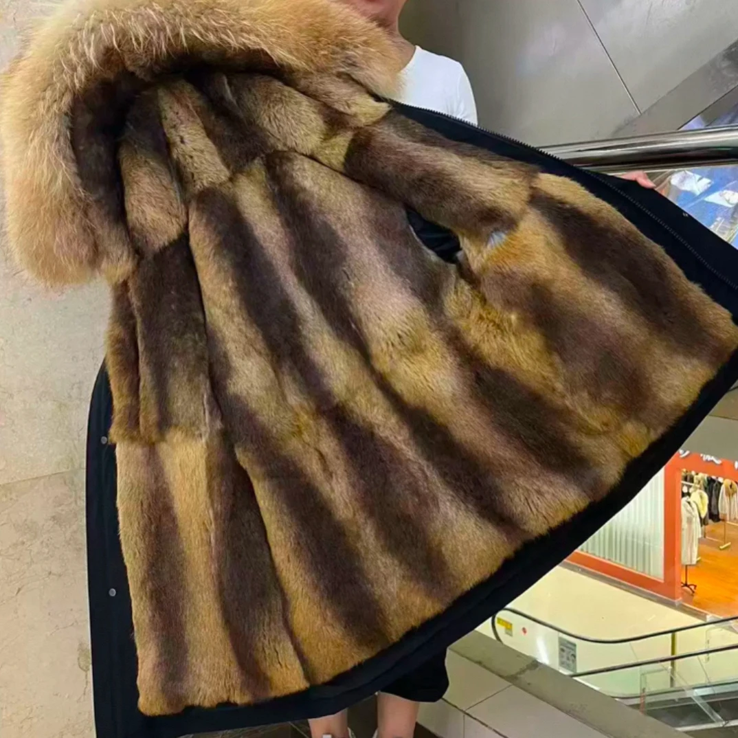 男士中长款可拆卸皮草派克服