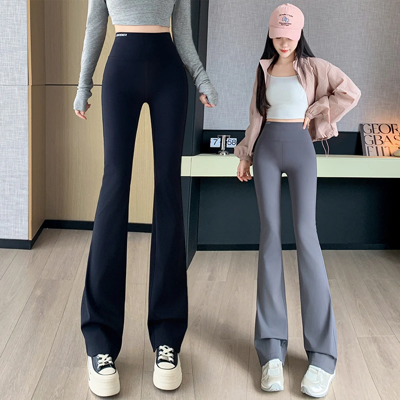 2025夏季新薄款微喇鲨鱼裤女款夏季喇叭裤高腰收腹显瘦瑜伽外穿