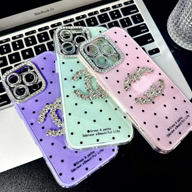 高颜值波点果冻色带镜膜适用苹果16proma手机壳iphone15/14/13/17