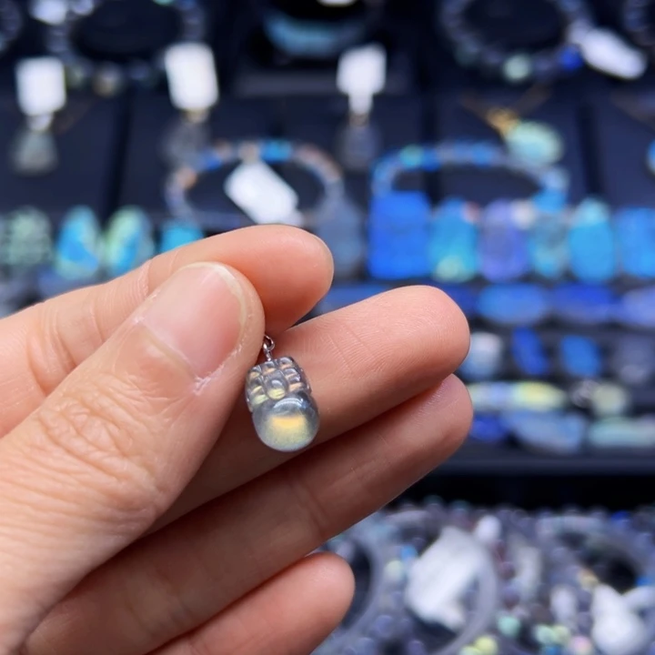 银S925镶嵌吊坠(不含链)拉长石七*❀貔貅