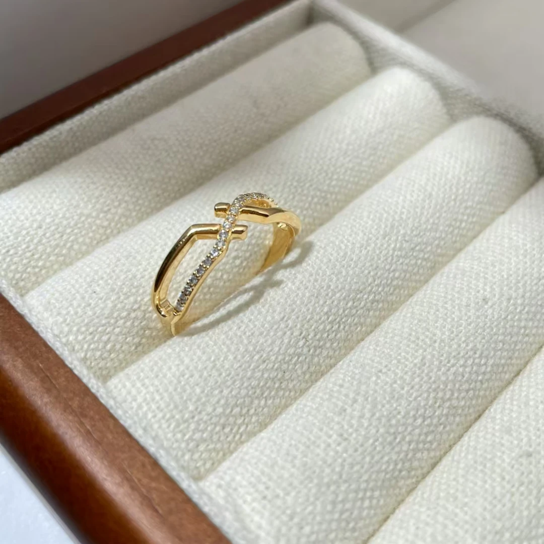 铜合金戒指 A3118 意★【金色华尔兹】设计款轻奢风戒指 铜合金戒指