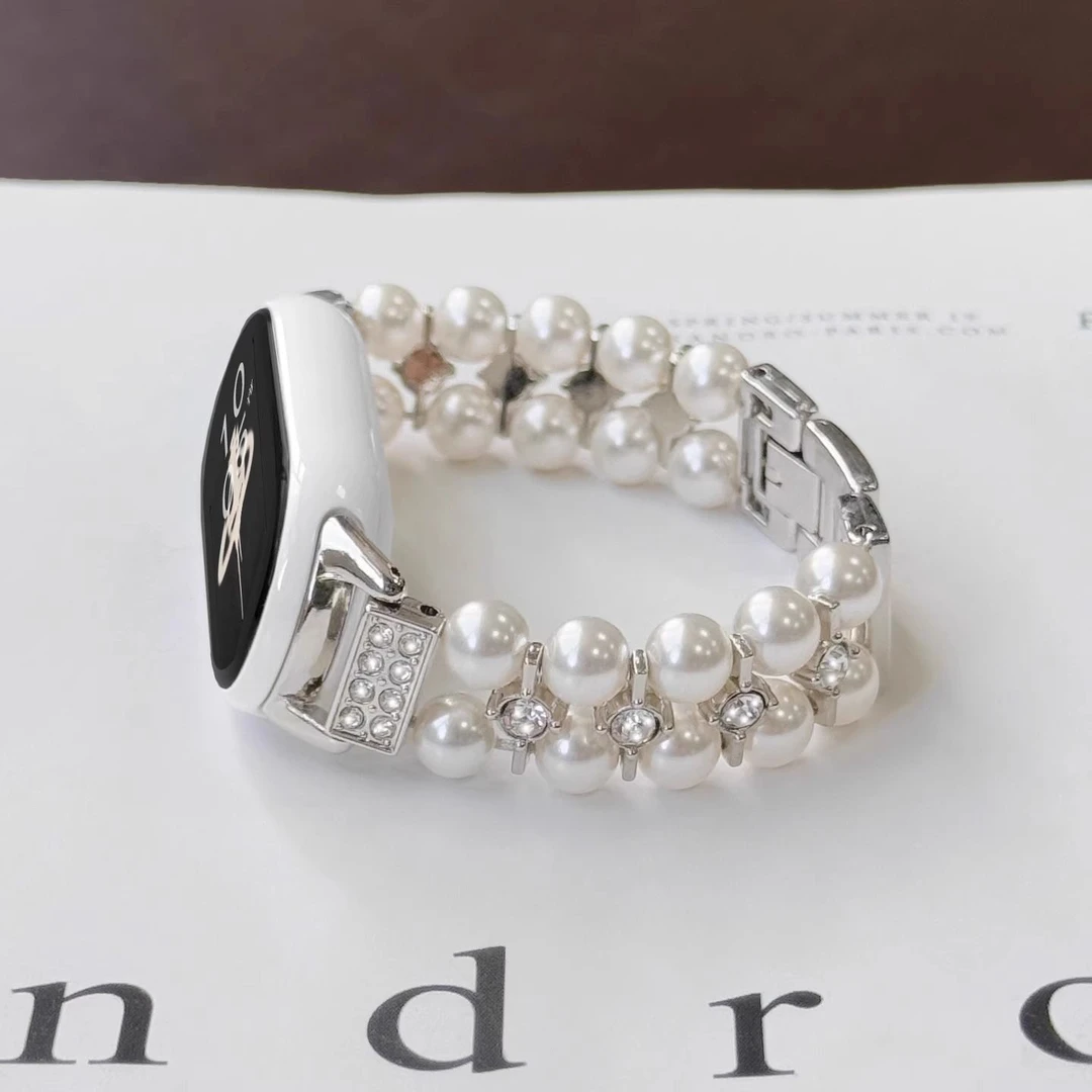 iboann适用于小米手环10表带9轻奢镶钻8双排珠子7链式6/5/4/3腕带