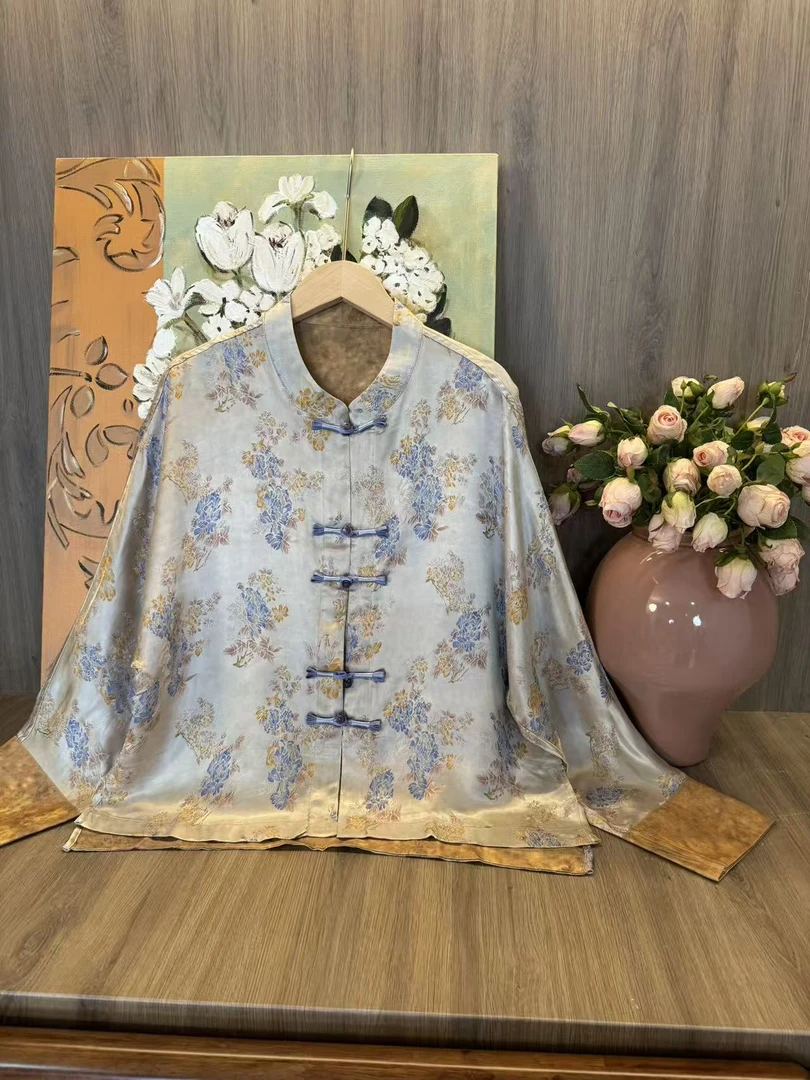 水如画【如梦】重工系列秋季新中式国风圆领气质宽松长袖衬衫上衣