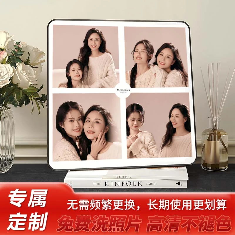 大韩四宫格来图定制宝宝照片婚纱照挂画无边框方形相框照片摆台
