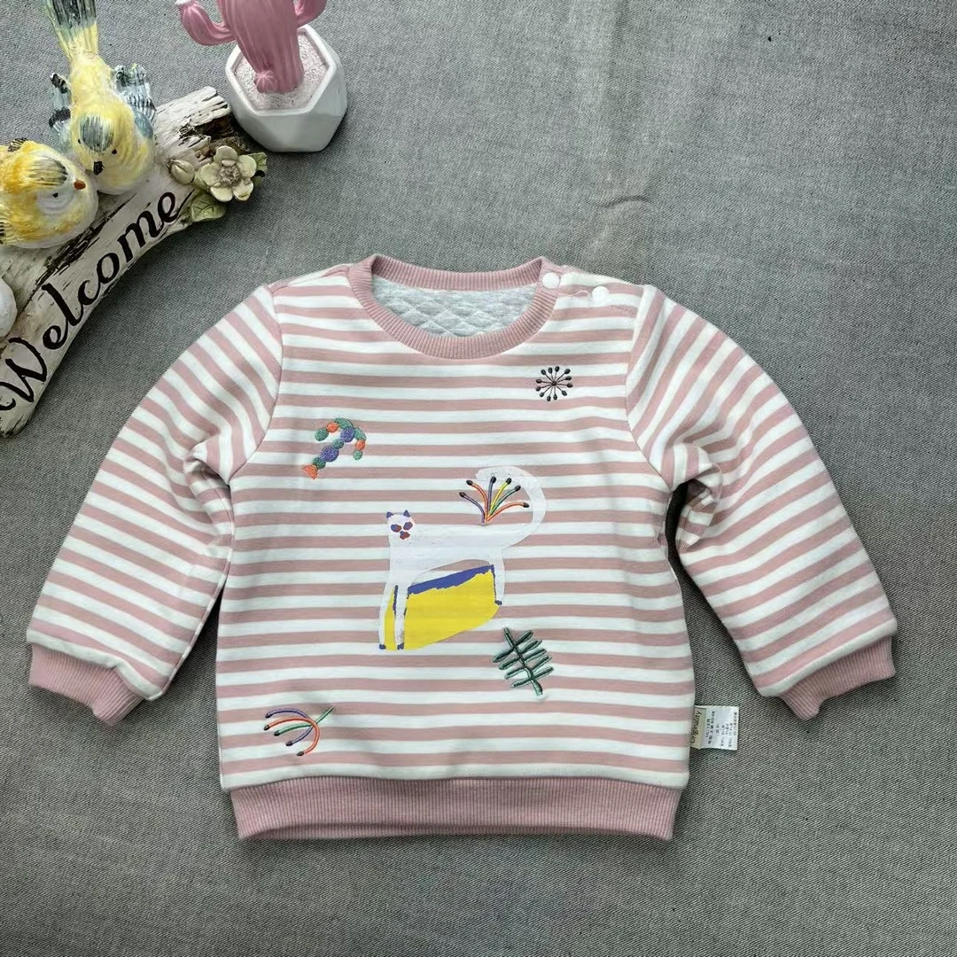 爱麻麻童装9142103女童秋冬针织双层加厚棉卫衣保暖时尚百搭可爱
