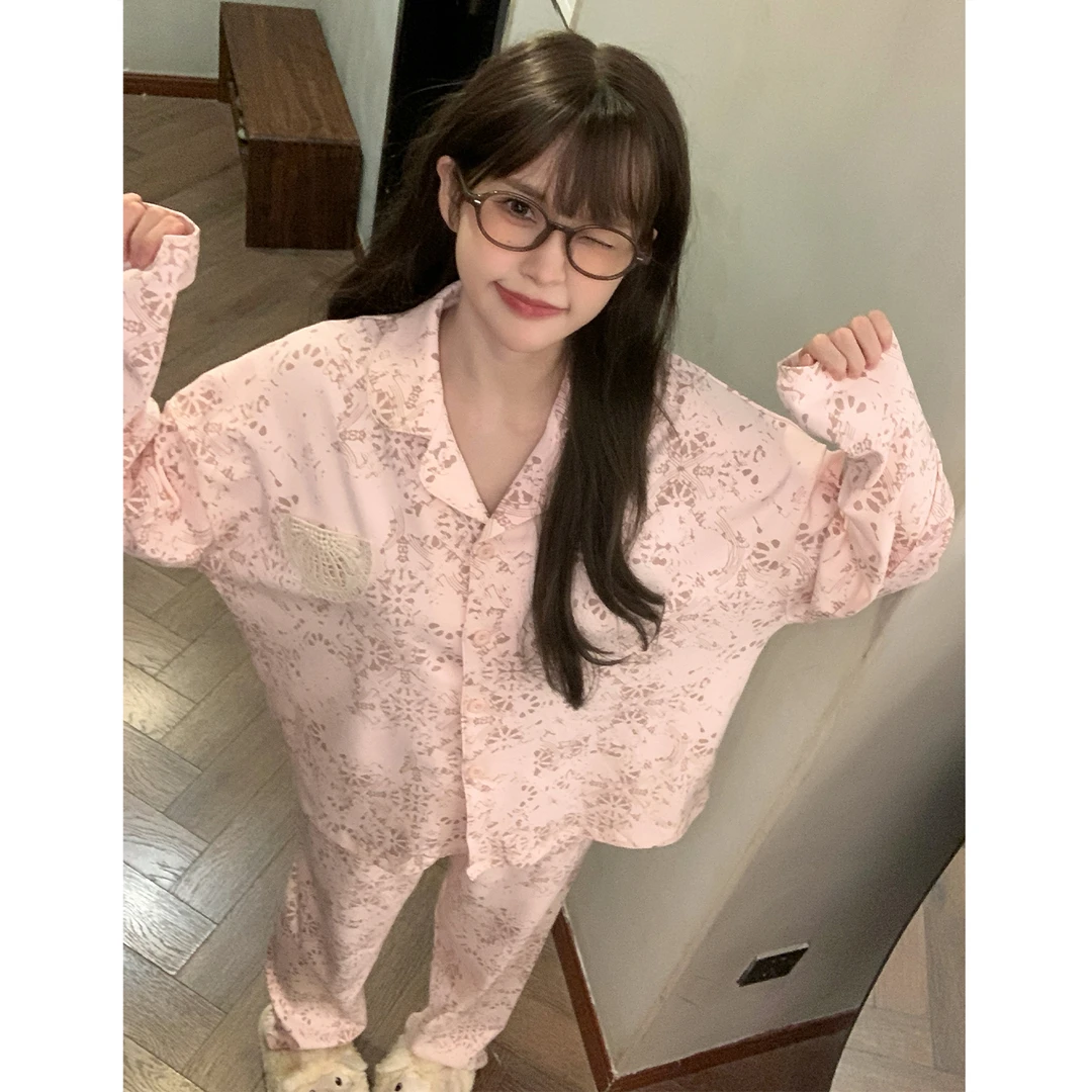 舒适睡衣女款爆款2025新款春秋可外穿大码宽松休闲长袖家居服套装