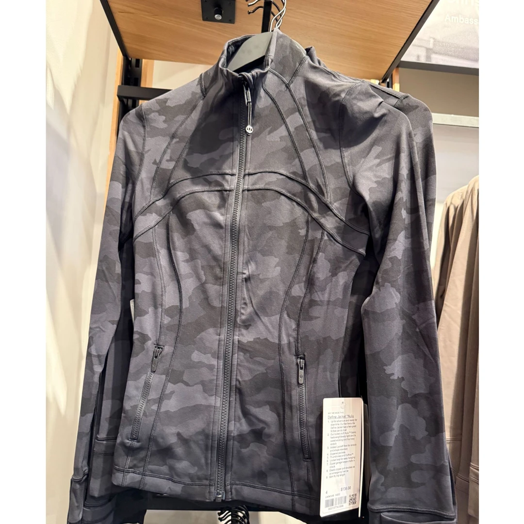 lululemon Define Nulu Jacket立领女士瑜伽外套长款黑灰迷彩
