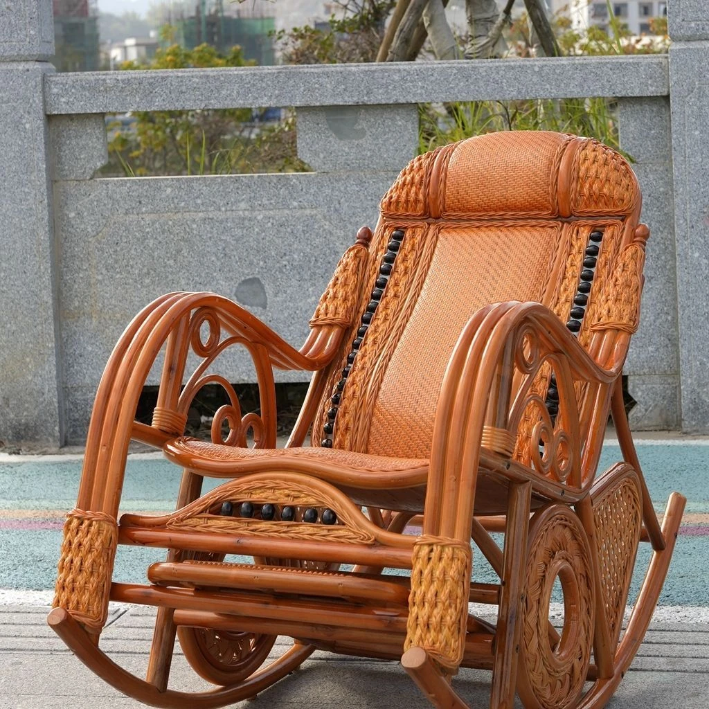 藤编天然真藤摇椅大人躺椅老人懒人椅阳台家用休闲结实藤椅摇摇椅