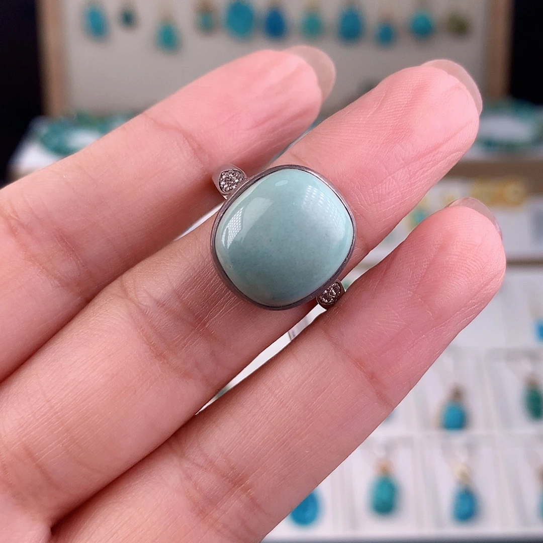 绿松石银S925镶嵌戒指