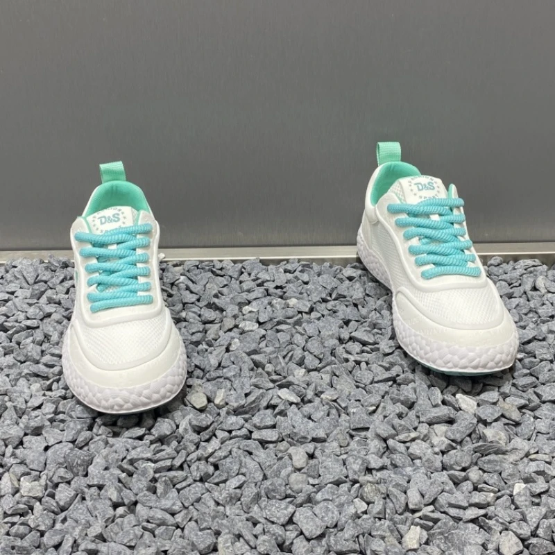 男士潮鞋2025春夏新款低帮厚底潮流拼色网面透气舒适百搭时尚男鞋