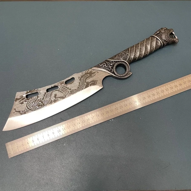 狂龙斩骨刀龙泉锰钢锻造家用厨房砍骨刀户外开路野营多功能厨用刀