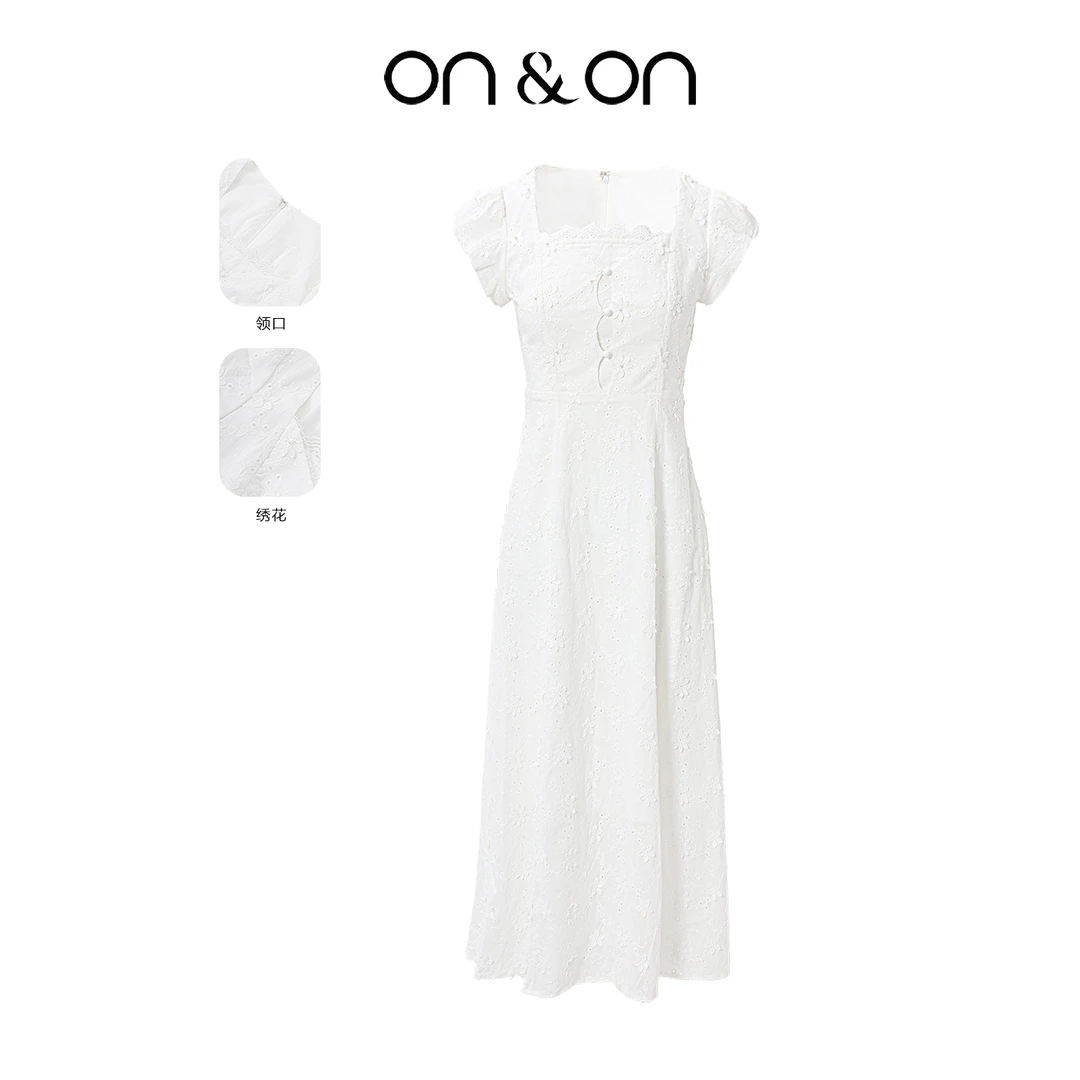 ON&ON/安乃安夏季新款法式方领甜美气质收腰连衣裙N5SA1633406