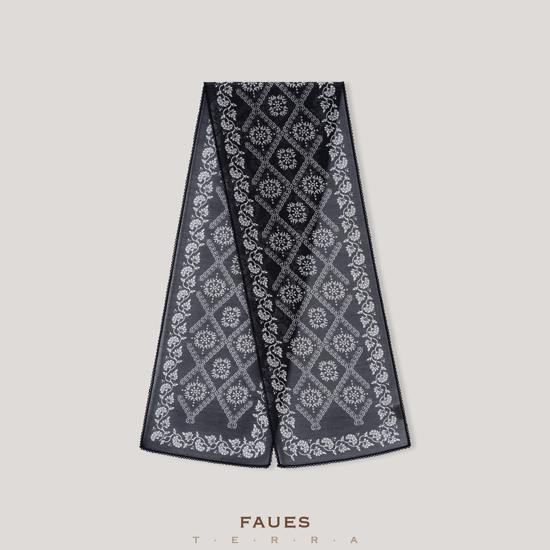 FAUES 玲珑心意 桑蚕丝有机棉国风文艺休闲百搭气质复古长条巾女