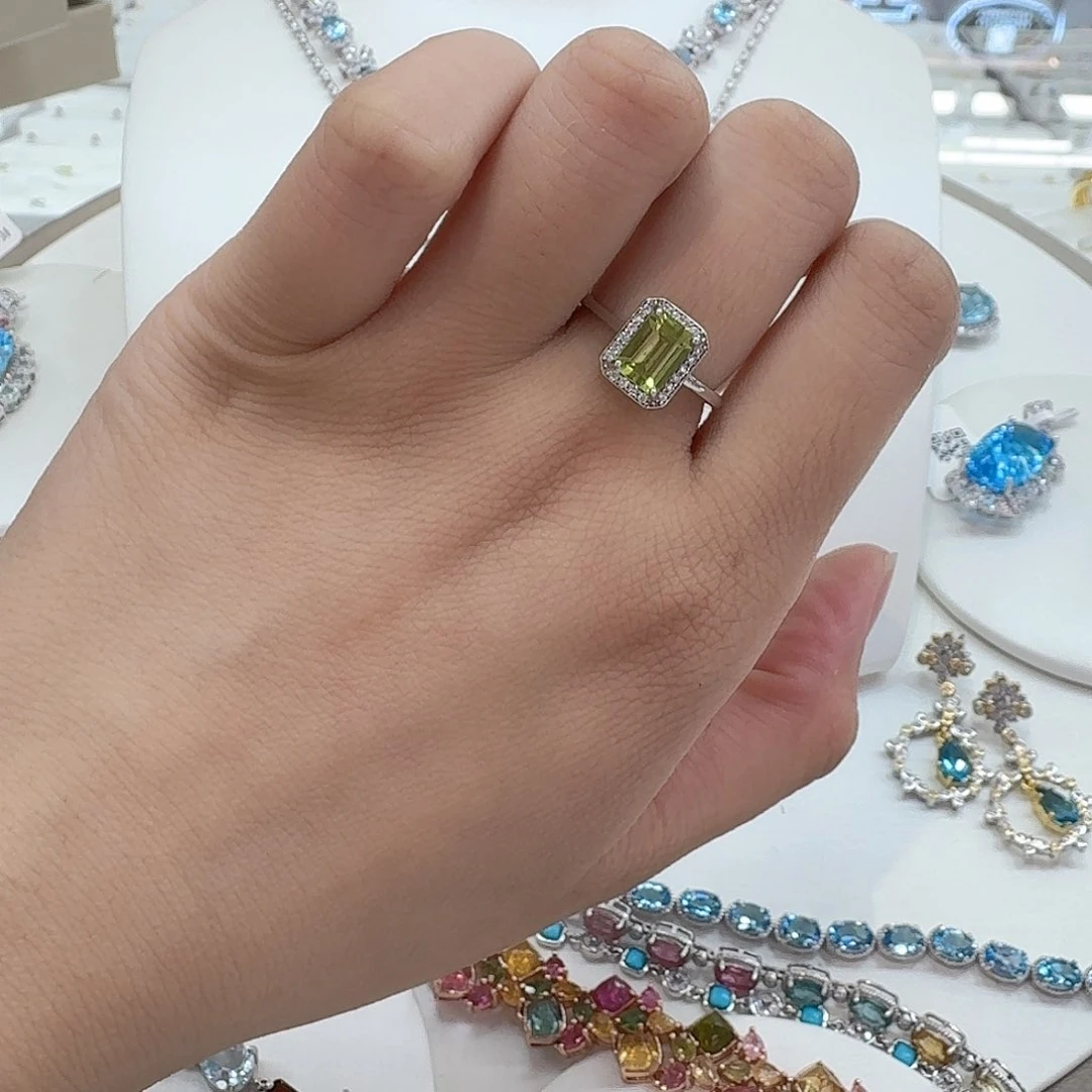 橄榄石戒指银S925镶嵌—-110