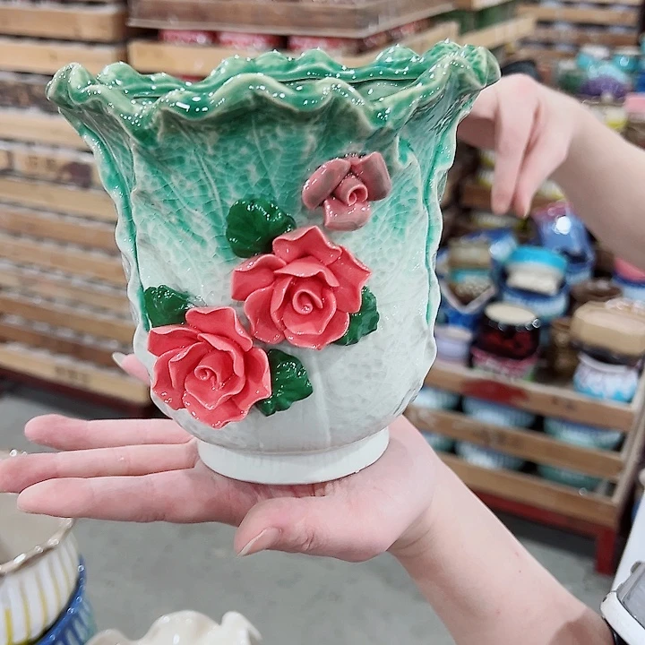 有孔，凑单福利满10元发货陶瓷多肉花盆！