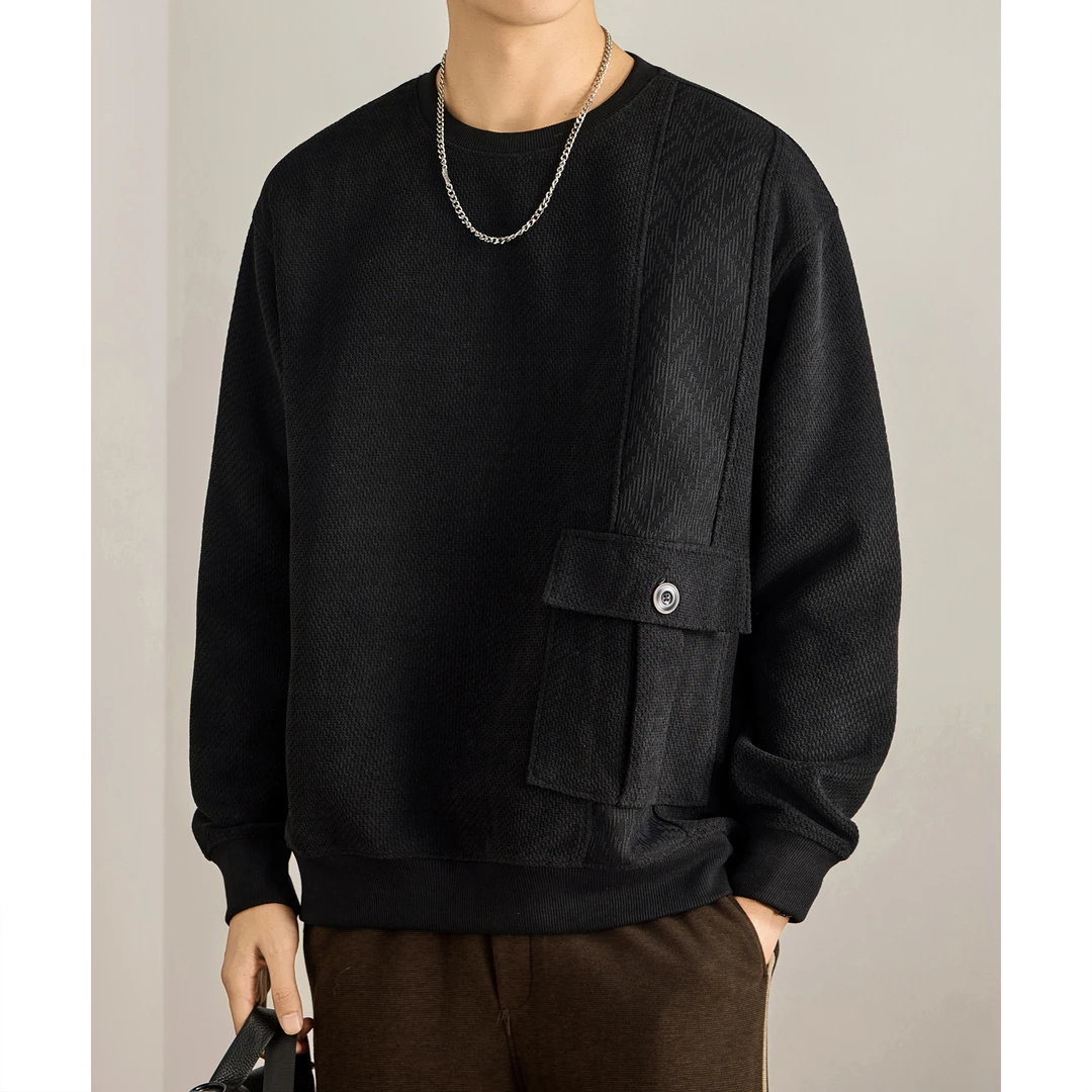 MR.MUDI/穆迪先生美式复古针织提花圆领卫衣男加绒宽松潮牌上衣