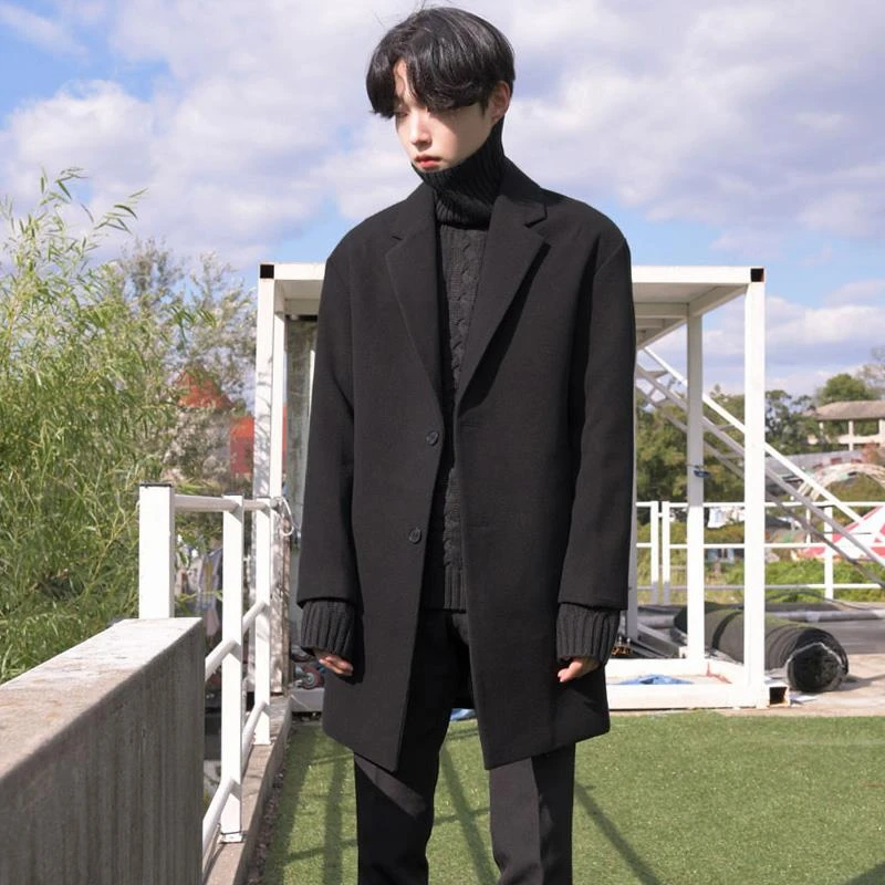 通勤小众轻奢高级感毛呢大衣男中长短款冬季加厚韩版宽松呢子外套