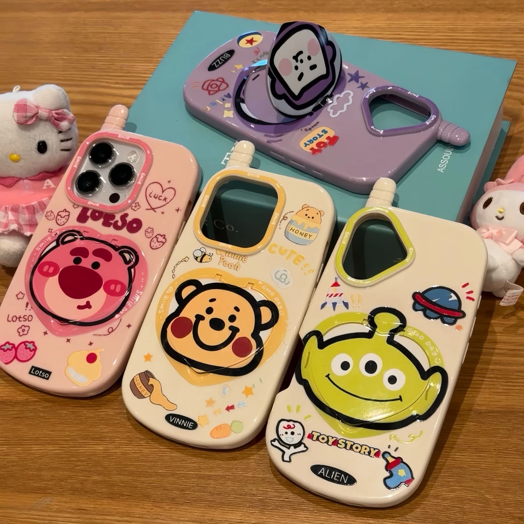 可爱卡通头像镜子支架适用苹果16/15Promax手机壳14大哥大13情侣1