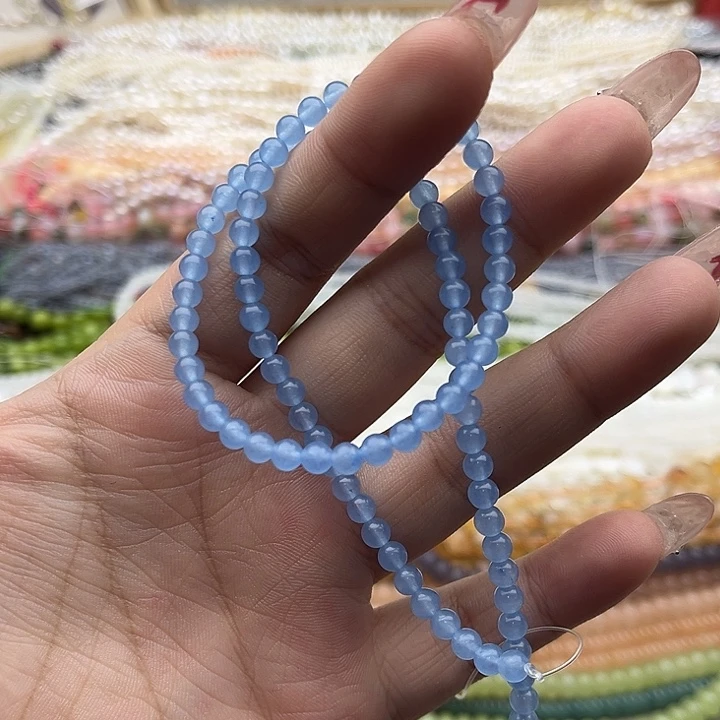 玛瑙/玉髓珠宝半成品未镶嵌一条4mm左右海蓝宝