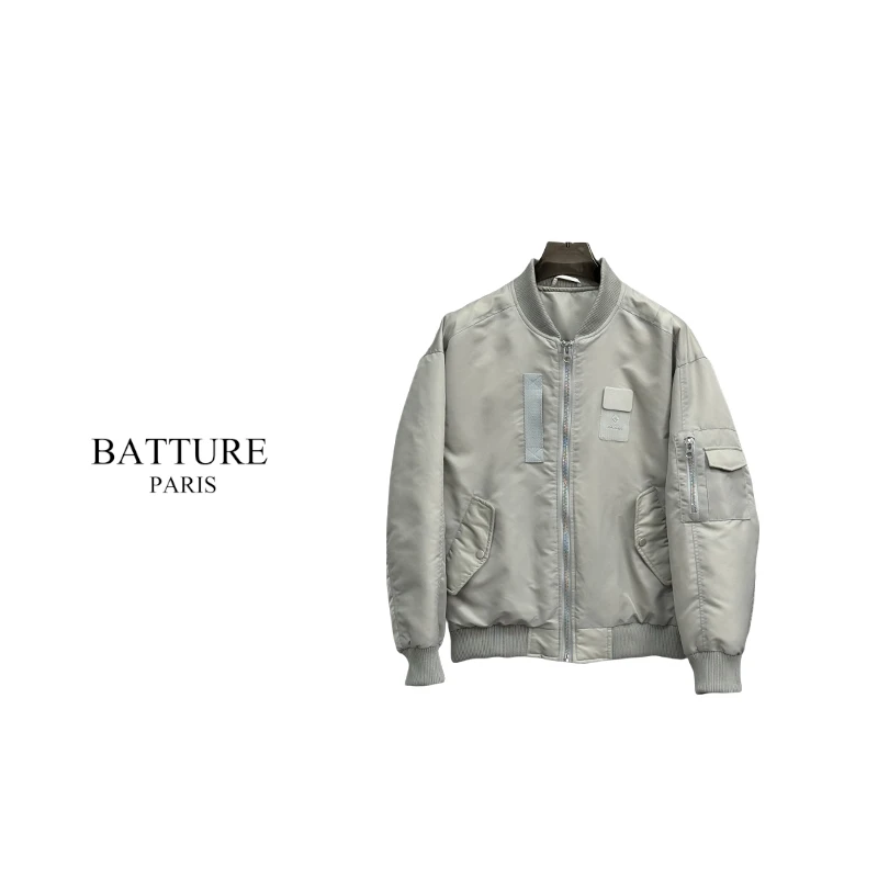 【HZ】新款立领棒球羽绒服潮牌飞行夹克时尚百搭外套90白鸭绒冬8827