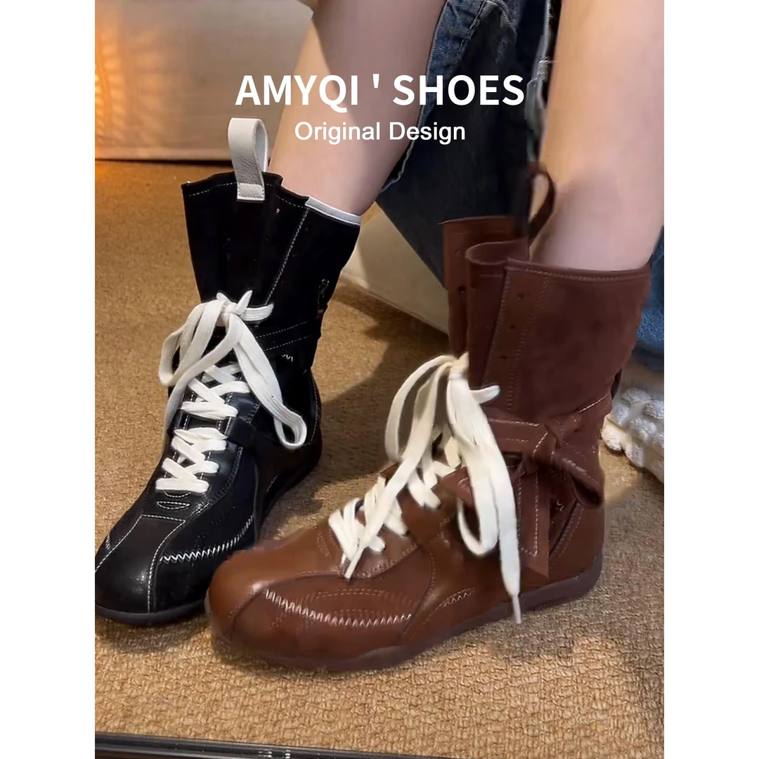 【CBMT旗舰店】牛皮~覆古内增高西部拳击靴2025新款秋冬季正品短