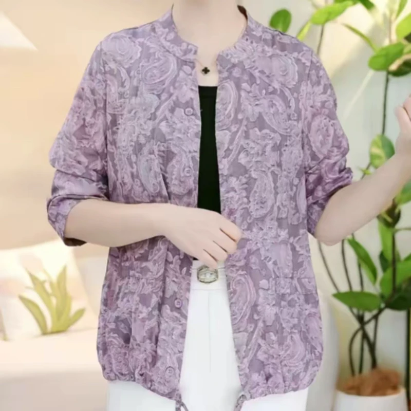 气质百搭挡紫外线七分袖单排扣夏季短外套薄款短款休闲防晒服时尚