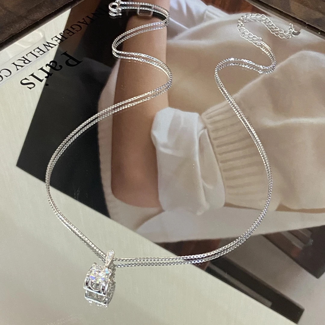 坠链均925银莫桑石 （T）镀K金 仙欲圆糖 高级感项链X7928