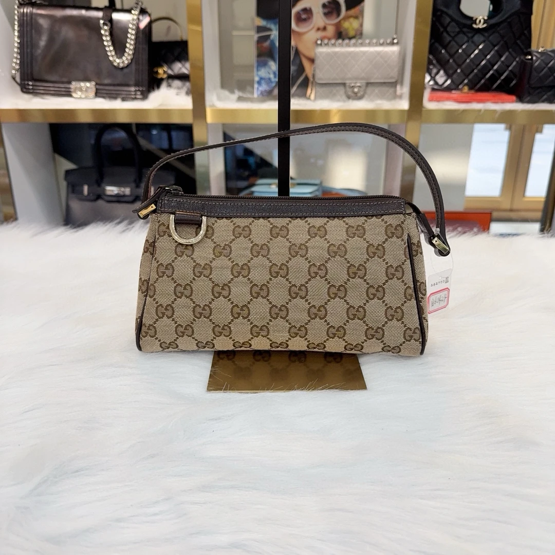 99新 GUCCI/古驰 Gucci古驰老花帆布腋下麻将包，尺寸23*14，