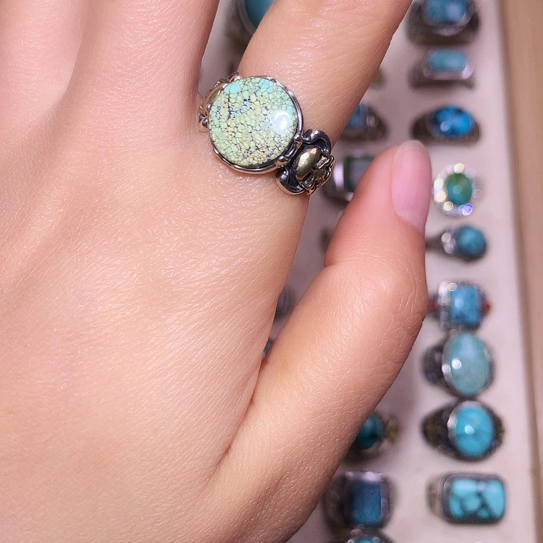 绿松石银S925镶嵌戒指