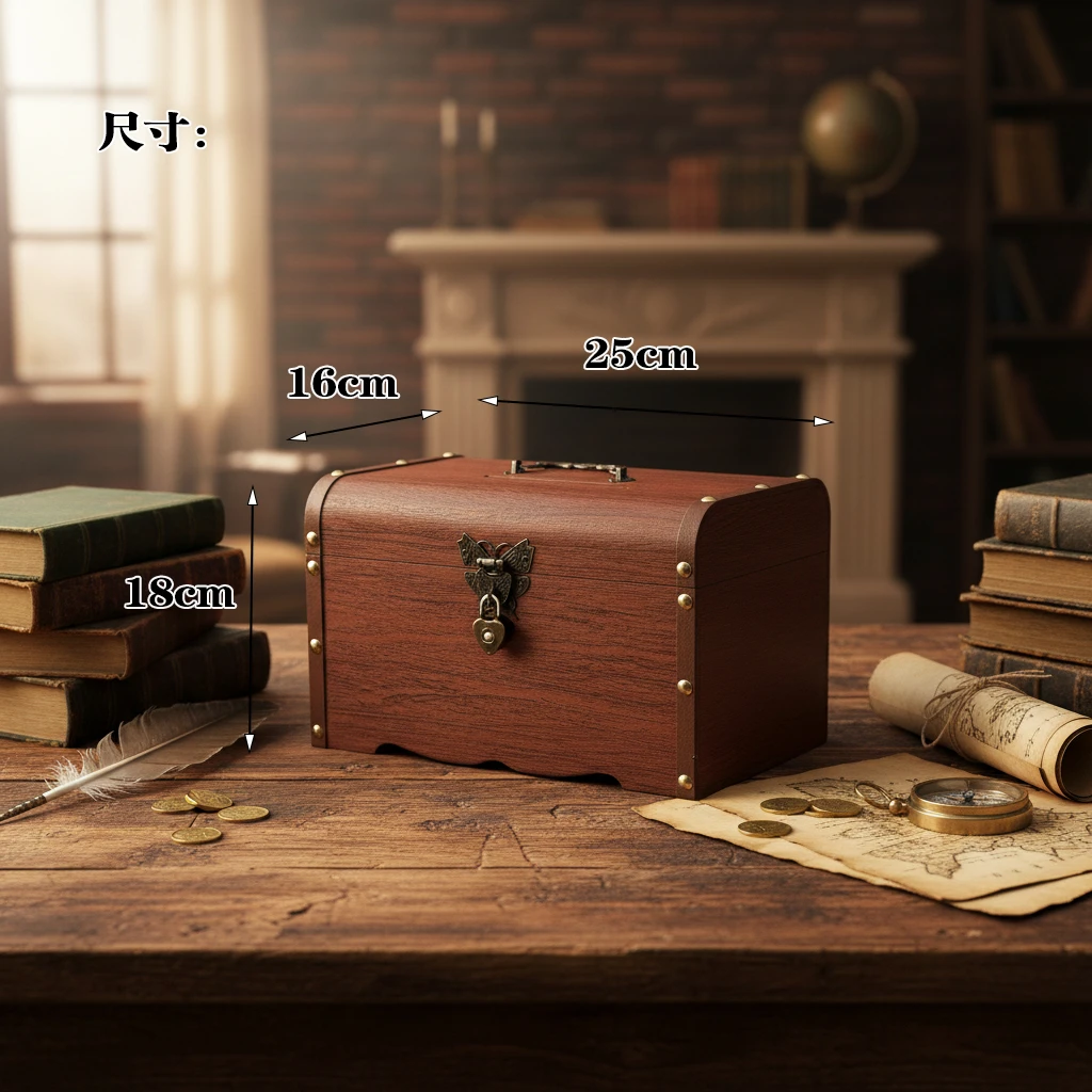 复古风带锁大容量百宝箱首饰杂物储蓄罐防摔网红存钱罐