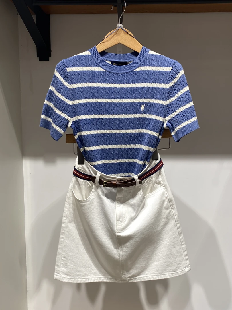 polowalk女士2025年春夏季针织衫条纹简约气质大方