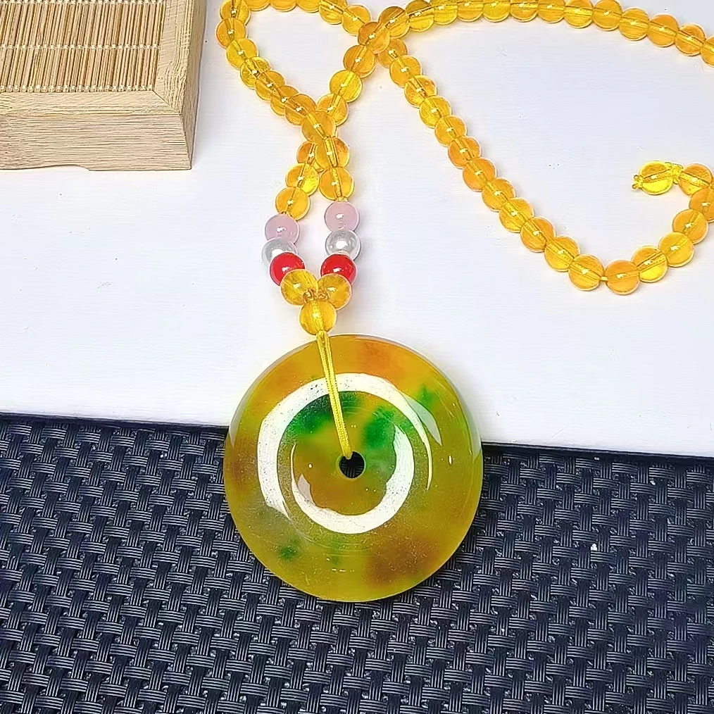 （聚宝严选）X08黄绿平安扣吊坠精致气质妈妈款时尚精美