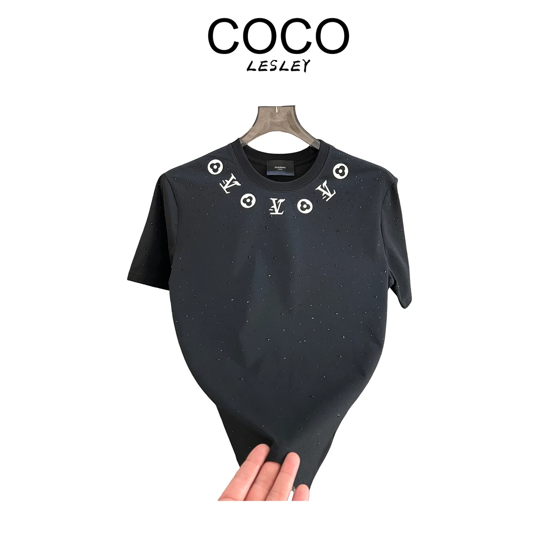 【COCO LESLEY】夏天短袖t恤男轻奢潮牌高级感男装烫钻休闲半袖上衣