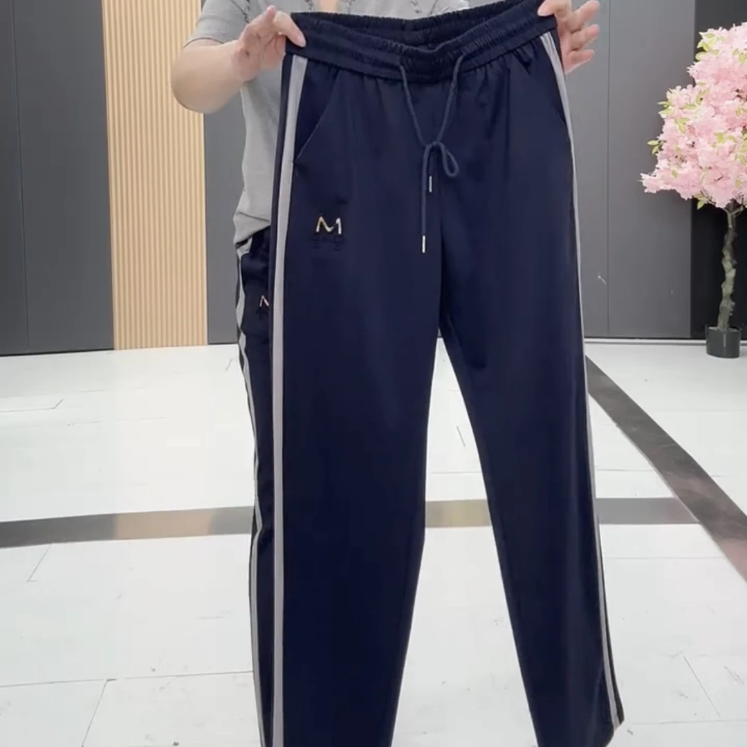 971*春夏时尚大码薄款女士高腰弹力显瘦松紧腰抽绳休闲裤