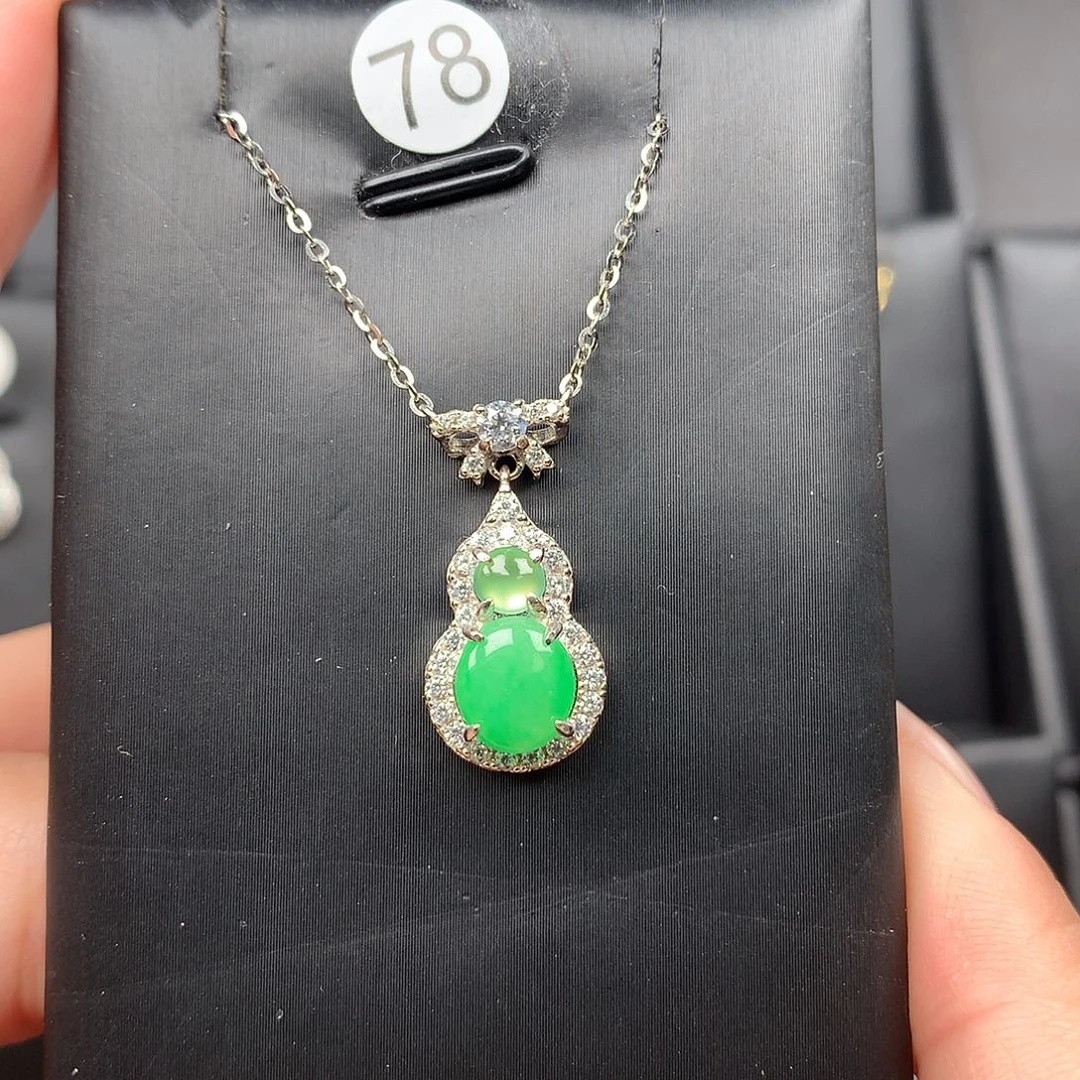 翡翠颈饰银S925镶嵌项链925