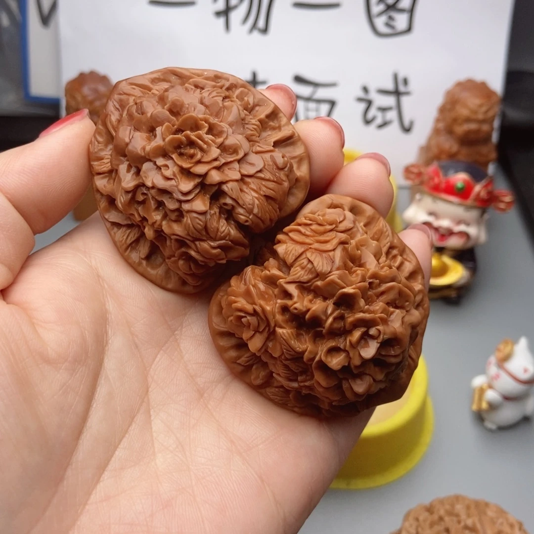 桃核吊坠核桃花开富贵