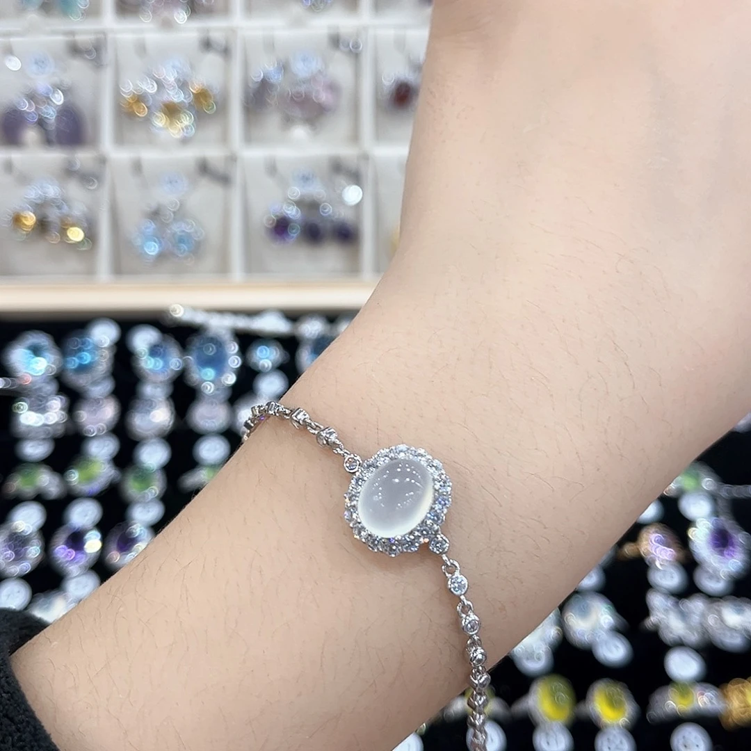 爱***~岫玉银S925镶嵌手链