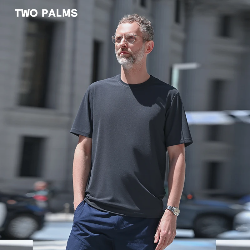 TWO PALMS 创业者 汗无迹速干透气珠地网眼圆领T恤休闲半袖男士