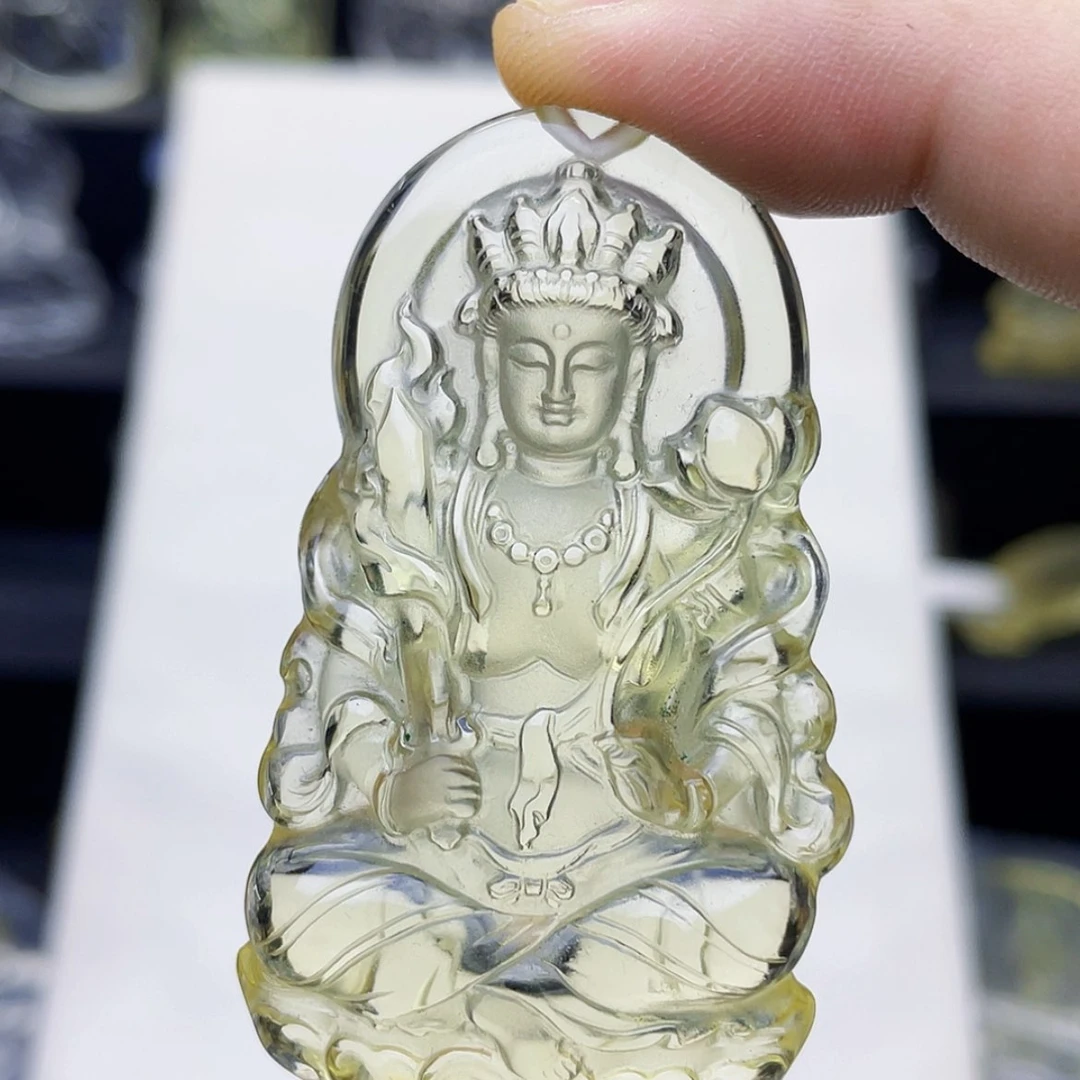 【闪购商品】水晶颈饰未镶嵌隔****叔黄水晶大师精雕虚空藏吊坠