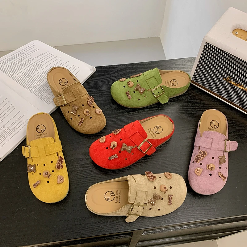 洞洞鞋厚底包头半拖鞋女外穿2025春夏新款一脚蹬勃肯凉拖鞋懒人鞋