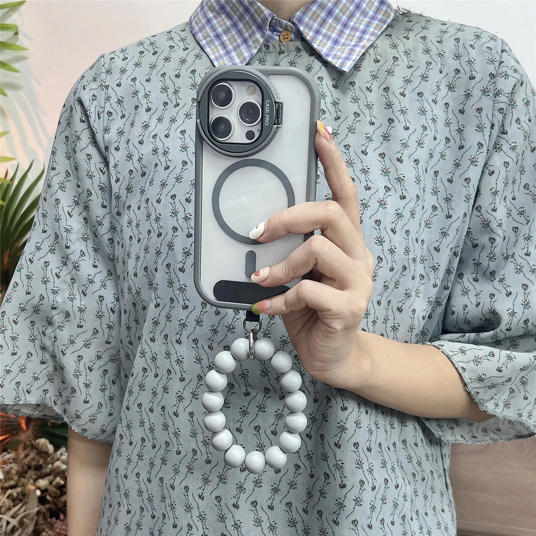 冷淡风磁吸翻盖护镜适用苹果15手拎14圆环iphone16promax手机壳13