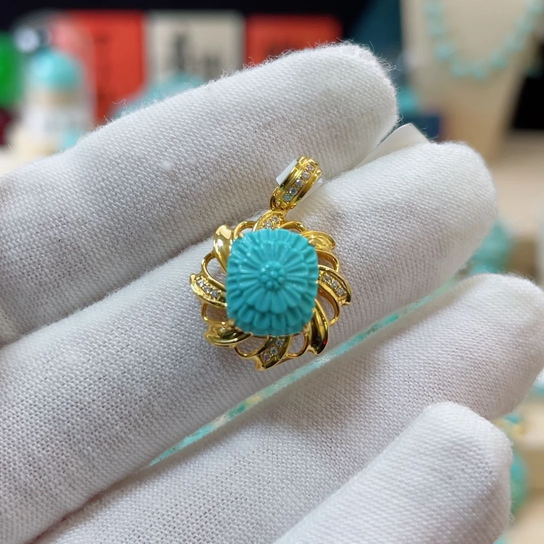 绿松石珠宝奇石18K金镶嵌