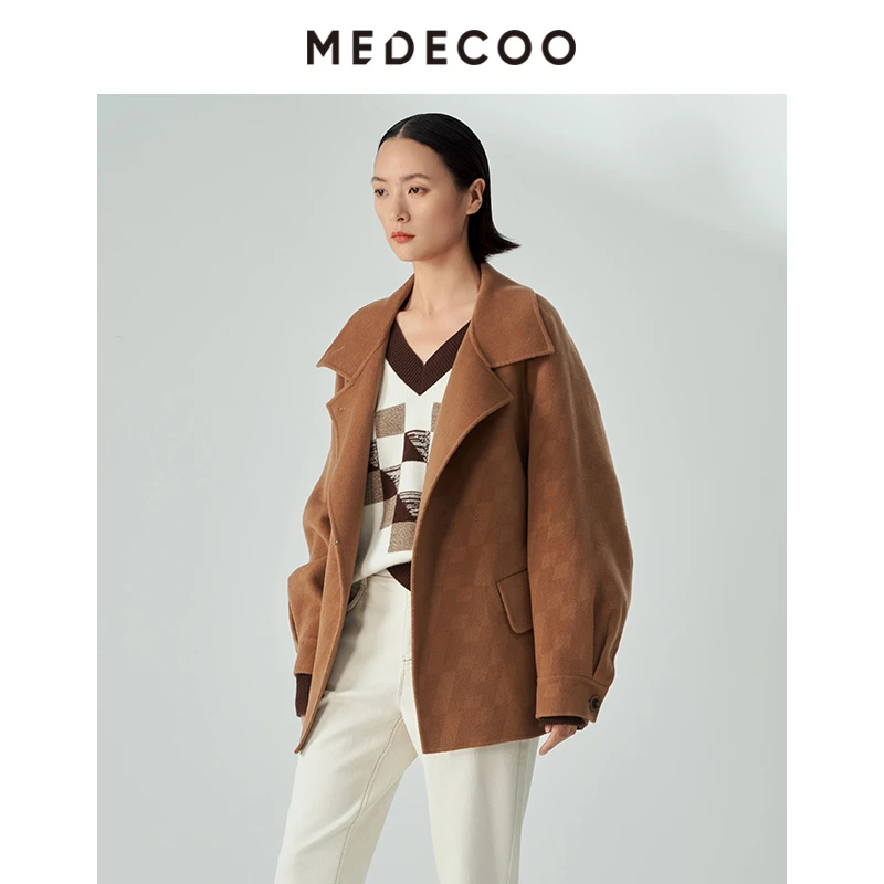 【妍妍专属】墨蒂珂冬季新茧型提花插肩袖羊毛呢外套MHD31115